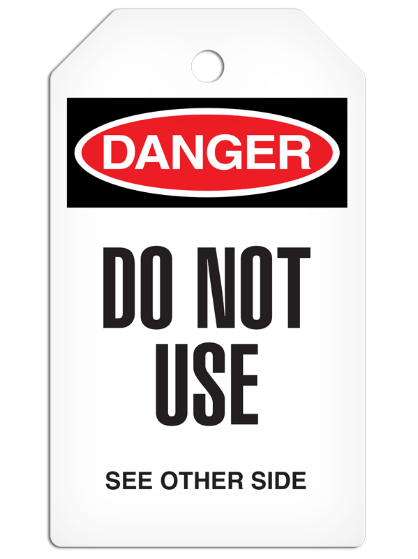 SLM1001 DANGER DO NOT USE DuraPly™ Tag with DuraLAM™ Self-Laminating Flap (24/pkg)