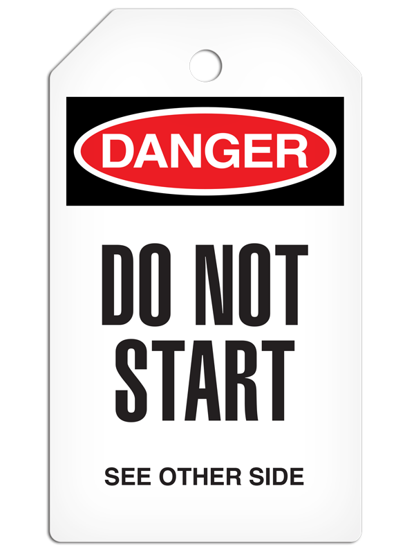 SLM1005 DANGER DO NOT START DuraPly™ Tag with DuraLAM™ Self-Laminating Flap (24/pkg)