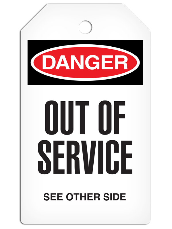 SLM1014 DANGER OUT OF SERVICE DuraPly™ Tag with DuraLAM™ Self-Laminating Flap (24/pkg)
