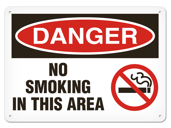 DANGER NO SMOKING IN THIS AREA PrimeGuard® Traditional OSHA Style Safety Sign