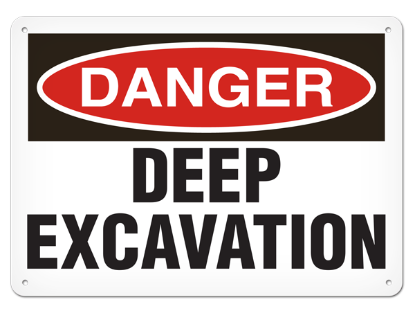 DANGER DEEP EXCAVATION PrimeGuard® Traditional OSHA Style Safety Sign
