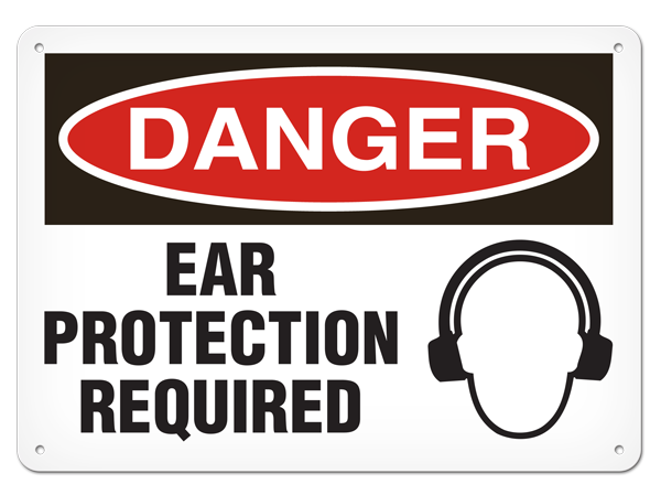 DANGER EAR PROTECTION REQUIRED with Pictogram PrimeGuard® Traditional OSHA Style Safety Sign