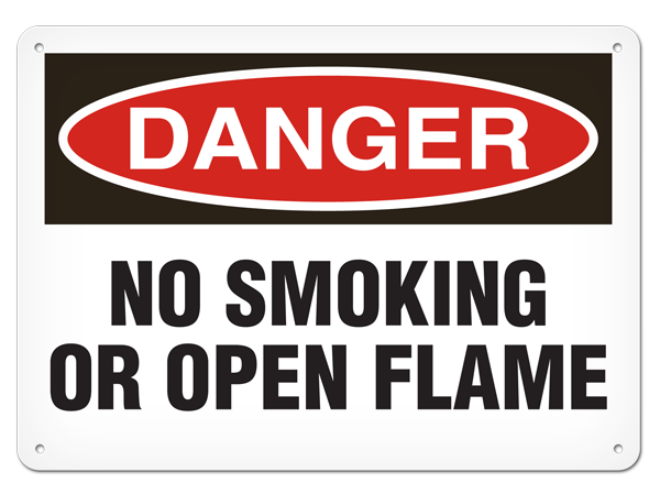 DANGER NO SMOKING OR OPEN FLAME PrimeGuard® Traditional OSHA Style Safety Sign