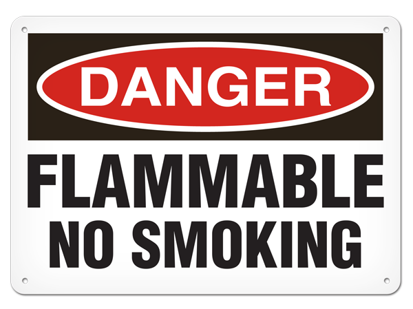DANGER FLAMMABLE NO SMOKING PrimeGuard® Traditional OSHA Style Safety Sign