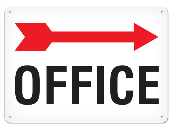 OFFICE with Right Arrow PrimeGuard® Egress Marking Safety Sign
