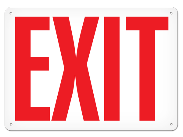 EXIT Red on White PrimeGuard® Egress Marking Safety Sign (10 in X 14 in)