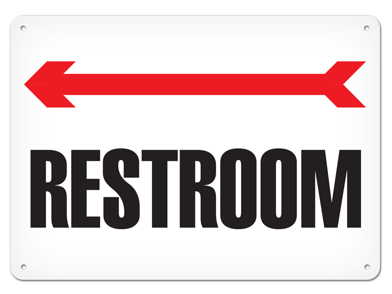 RESTROOM with Left Arrow PrimeGuard® Safety Sign