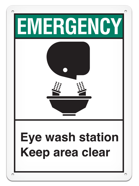 EMERGENCY EYE WASH STATION KEEP AREA CLEAR PrimeGuard® Safety Sign