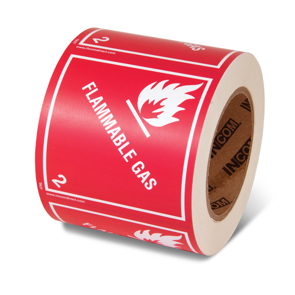 Class 2.1 FLAMMABLE GAS Hazmat Hazardous Material DOT Worded Shipping Labels (4 in x 4 in) 500 /roll