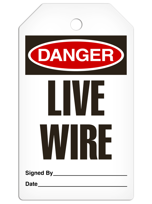 DANGER LIVE WIRE DuraPly™ Safety Tag (25/pkg)