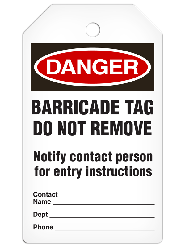 DANGER BARRICADE TAG DuraPly™ Safety Tag (25/pkg)