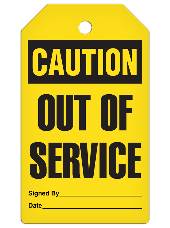 CAUTION OUT OF SERVICE DuraPly™ Safety Tag (25/pkg)