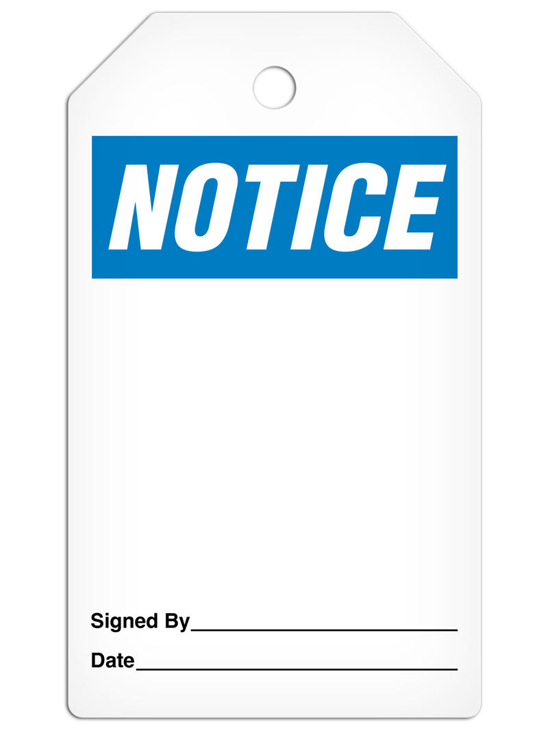 NOTICE **Blank** DuraPly™ Safety Tag (25/pkg)