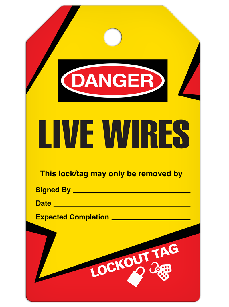 LOCKOUT LIVE WIRES DuraPly™ Tag (25/pkg)