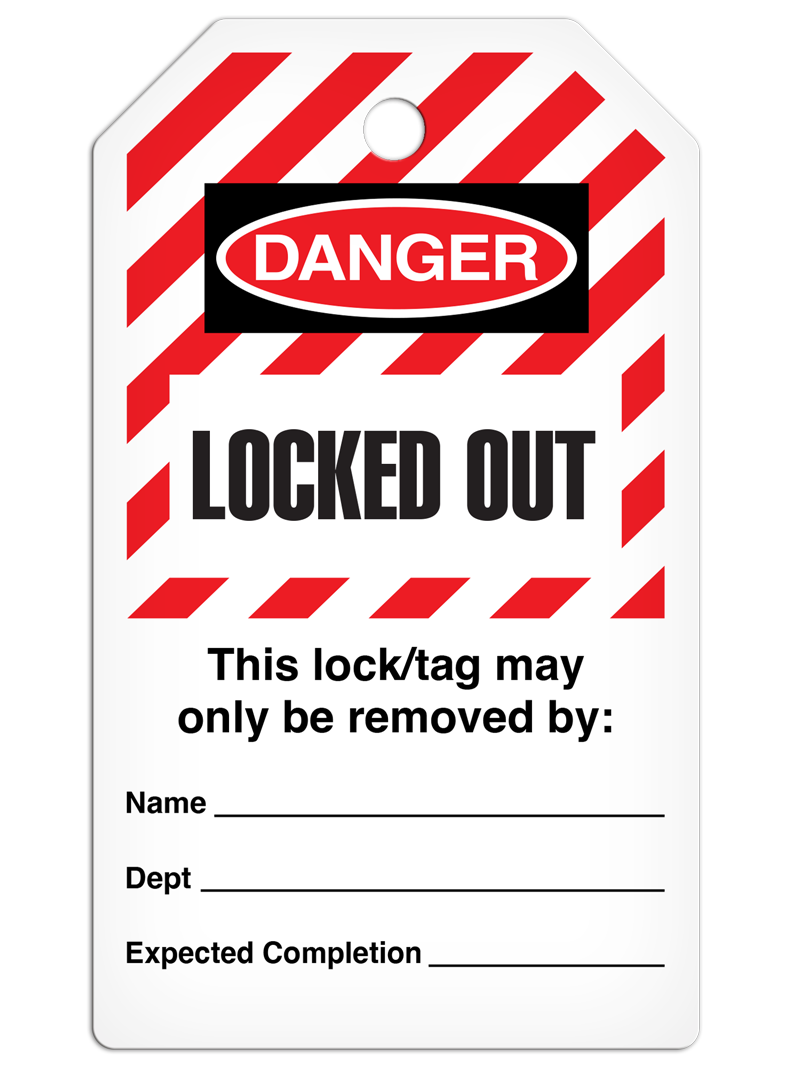 LOTO DANGER LOCKED OUT Lockout/Tagout DuraPly™ Safety Tag (25/pkg)