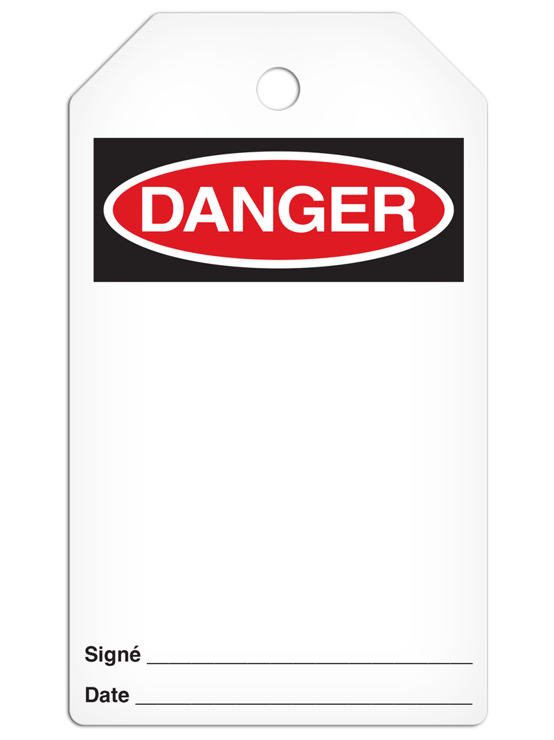 DANGER Vide/Blank French DuraPly™ Tag (25/pkg)