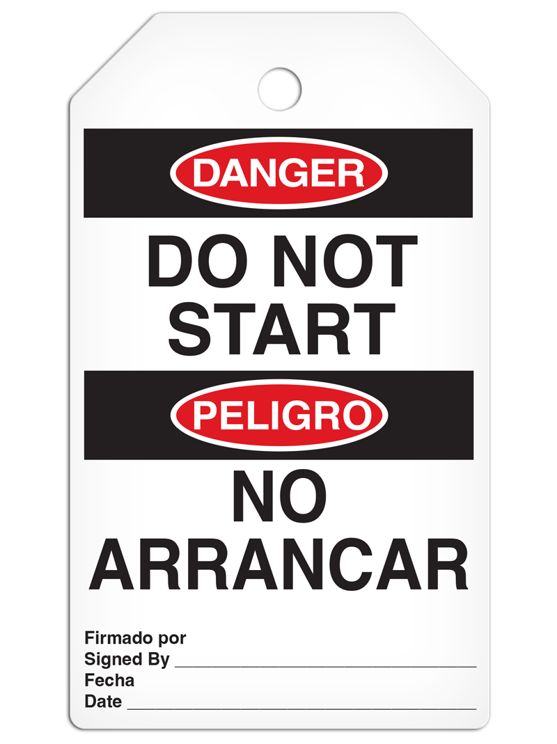 DANGER DO NOT START English/Spanish Bilingual DuraPly™ Tag (25/pkg)