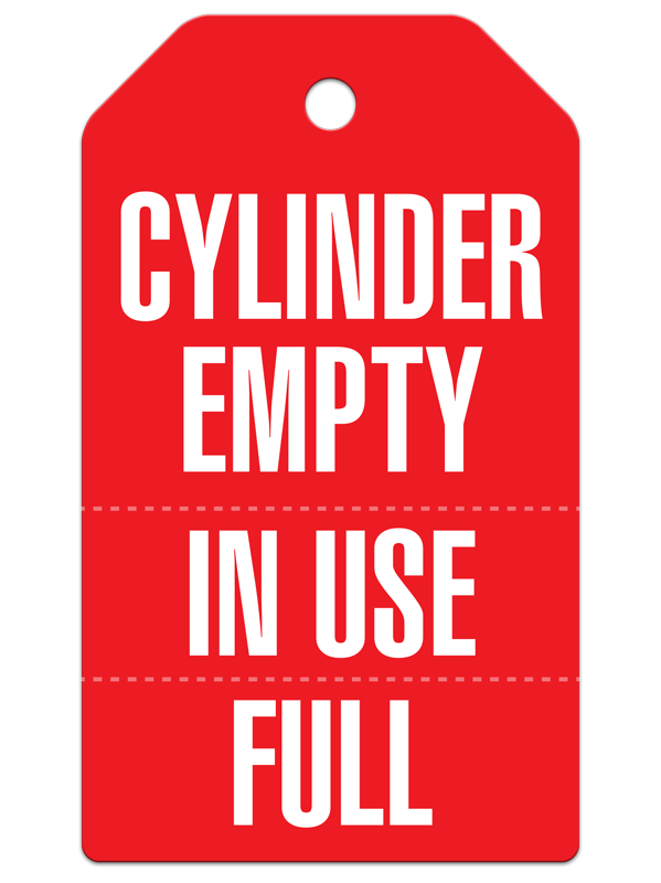 CYLINDER EMPTY/ IN USE/ FULL 3-part DuraPly™ Safety Tag (25/pkg)