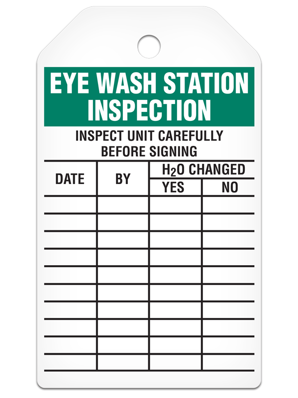 EYE WASH STATION INSPECTION DuraPly™ Safety Tag (25/pkg)