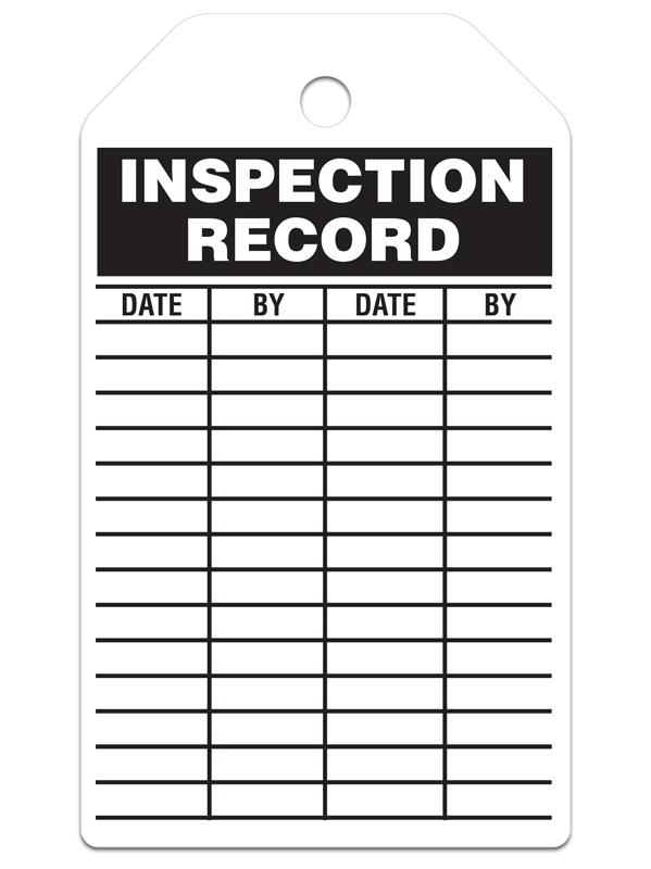 INSPECTION RECORD DuraPly™ Safety Tag (25/pkg)
