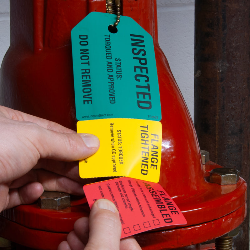 3-Part Perforated FLANGE TORQUE INSPECTION DuraPly™ Tag (2.75 in x 7.9 in)