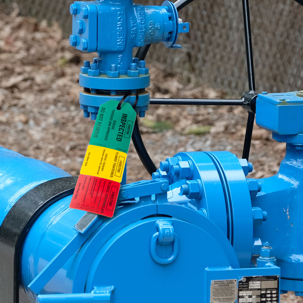 3-Part Perforated FLANGE TORQUE INSPECTION DuraPly™ Tag (2.75 in x 7.9 in)