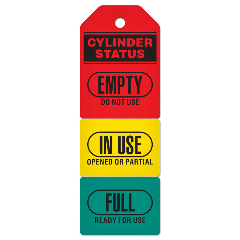 3-Part Perforated CYLINDER STATUS INSPECTION DuraPly™ Tag (2.75 in x 7.9 in) 25 /pkg