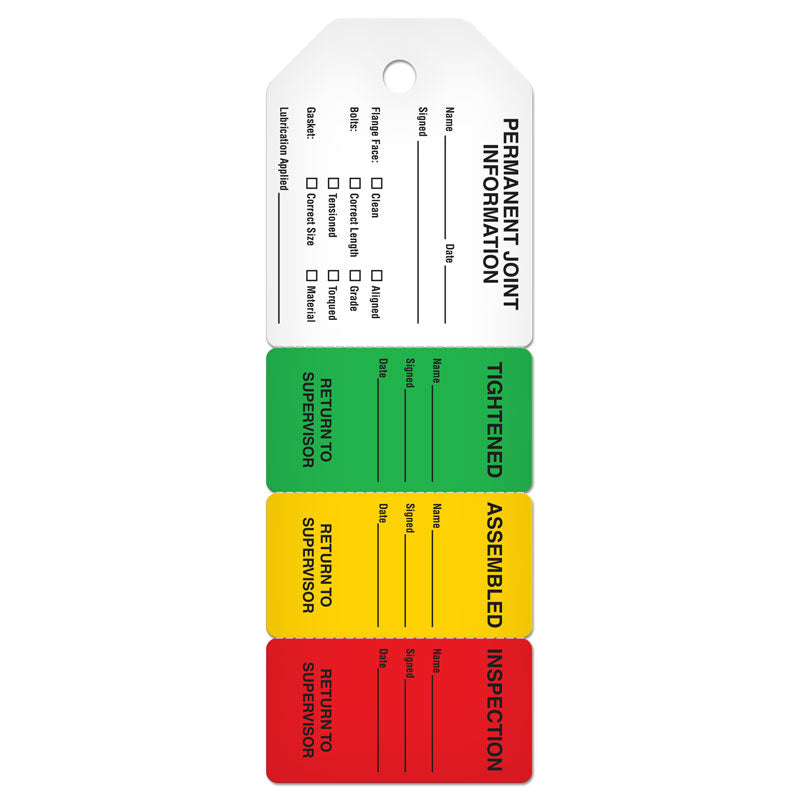 TG8037PT 4-Part Perforated PERMANENT JOINT INFORMATION DuraPly™ Tag (2.75 in x 7.9 in) 25 /pkg