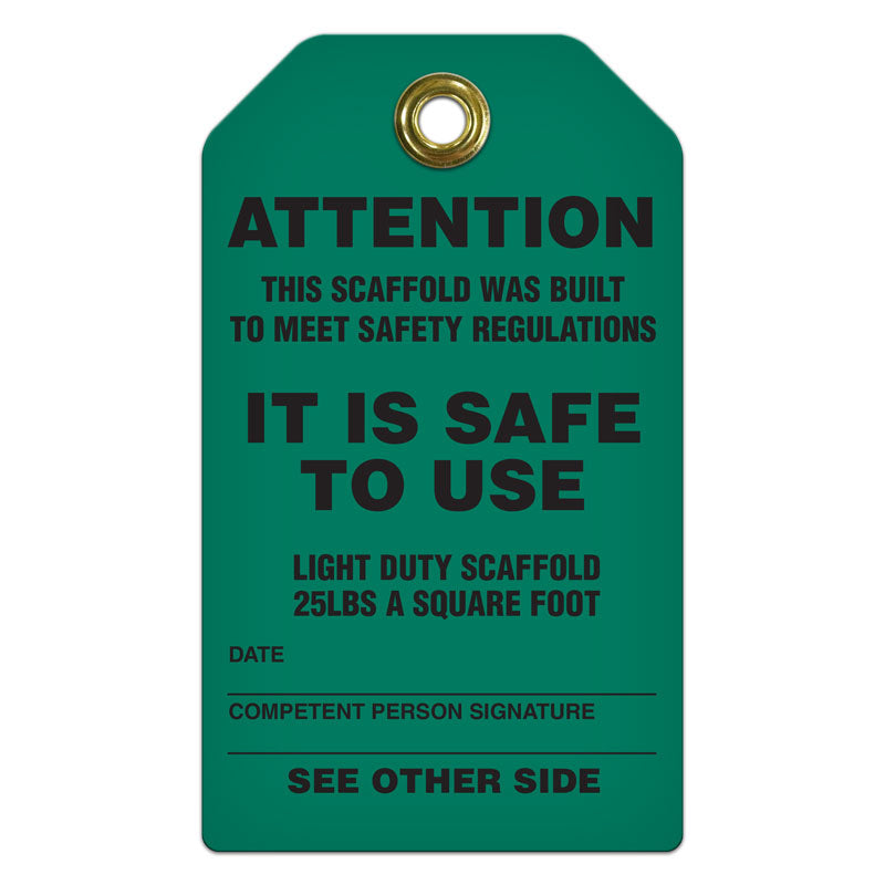 Heavy Duty SCAFFOLD ATTENTION SAFE TO USE DuraPly™ HD Safety Tag (3.375 in x 5.75 in)