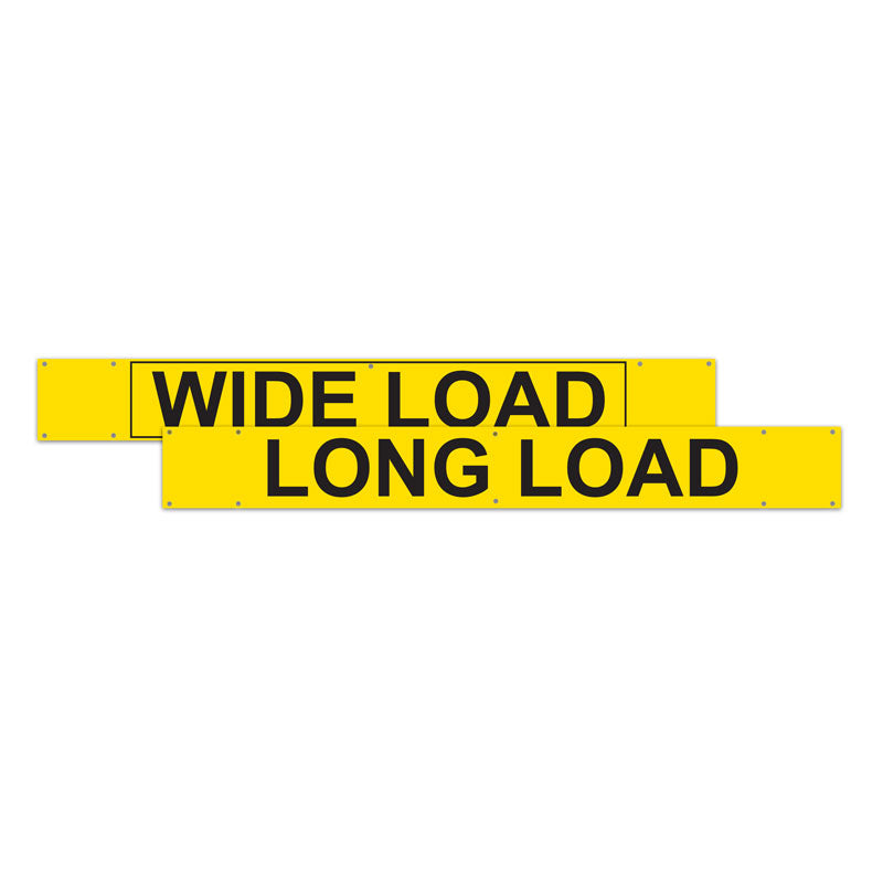 Yellow WIDE LOAD / LONG LOAD Double Sided Over-Dimensional Load Sign Banner