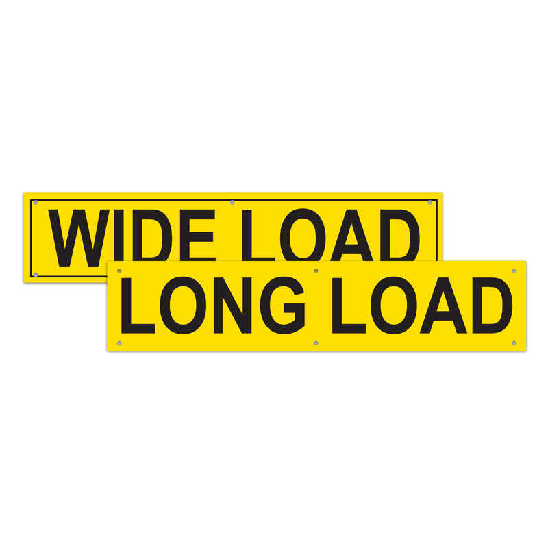 Yellow WIDE LOAD / LONG LOAD Double Sided Over-Dimensional Load Sign Banner