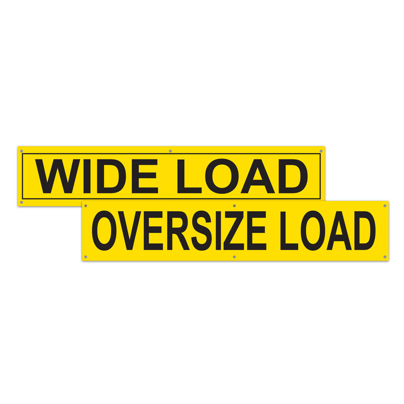 Yellow WIDE LOAD / OVERSIZE LOAD Double Sided Over-Dimensional Load Sign Banner
