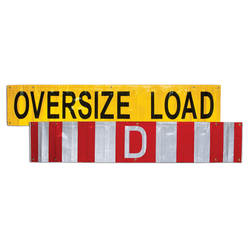 TS8015DSBR Ultra Durable OVERSIZE LOAD / "D" Double Sided Over-Dimensional Load Sign Reflective Banner (18 in x 96 in)