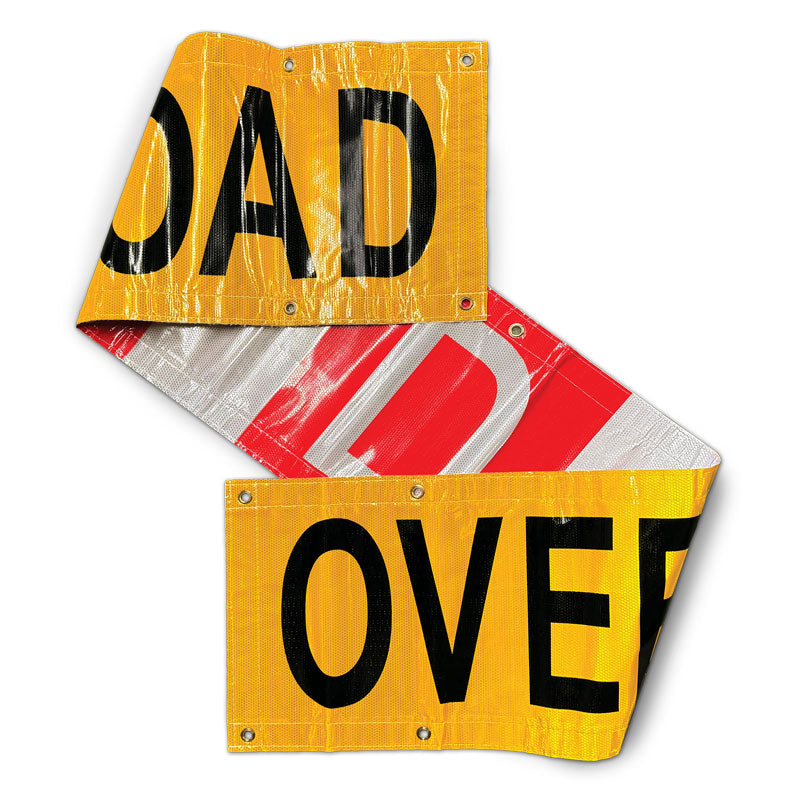 TS8015DSBR Ultra Durable OVERSIZE LOAD / "D" Double Sided Over-Dimensional Load Sign Reflective Banner (18 in x 96 in)