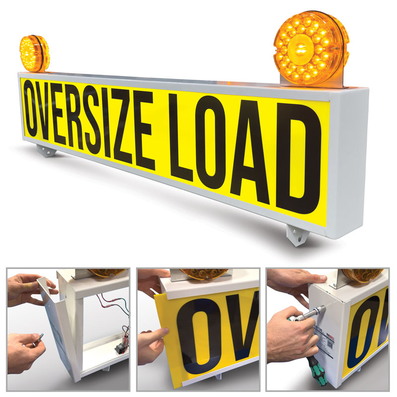 Illuminated Light-Up Pilot Car Over-Dimensional Load Sign Insert (71.5 in x 13.5 in)