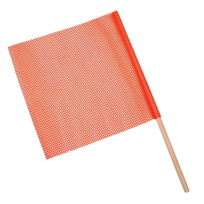 Heavy Haul Polyester Jersey Transport Flags Mounted on Wooden Dowel (18 in x 18 in)