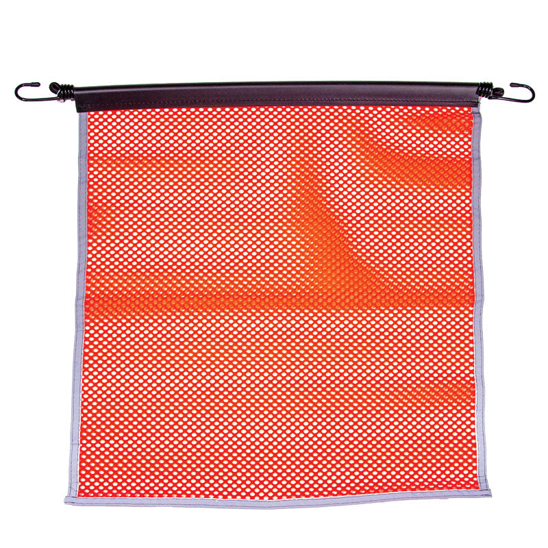 TS8315OR Heavy Haul Blaze Orange Polyester Jersey Transport Flags Mounted on Bungee Cord with Hooks (18 in x 18 in)
