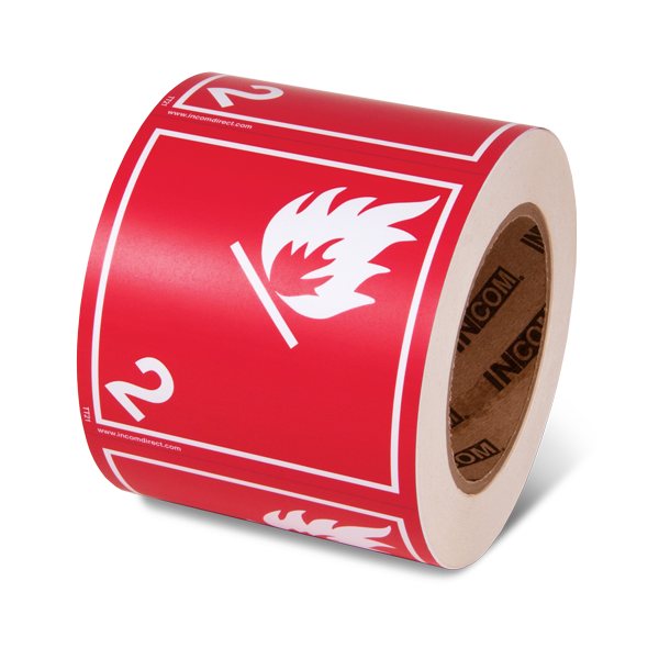 Class 2.1 FLAMMABLE GAS TDG Hazardous Material Canadian and International Shipping Labels (4 in x 4 in) 500 /roll