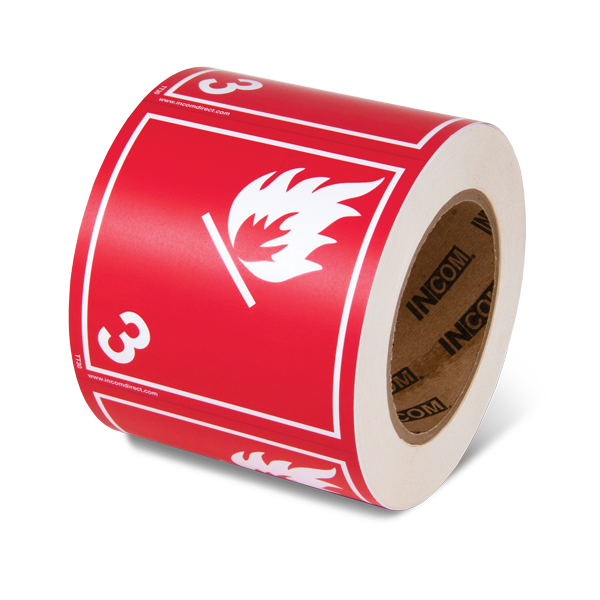 Class 3 FLAMMABLE LIQUIDS TDG Hazardous Material Canadian and International Shipping Labels (4 in x 4 in) 500 /roll