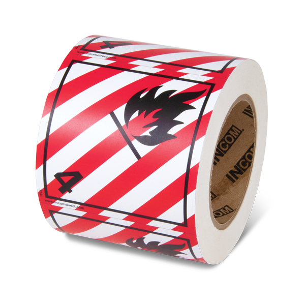 Class 4.1 FLAMMABLE SOLIDS TDG Hazardous Material Canadian and International Shipping Labels (4 in x 4 in) 500 /roll
