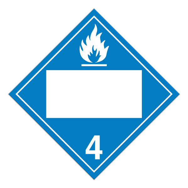 Class 4.3 WATER REACTIVE SUBSTANCES Blank UN PIN Box International TDG Dangerous Goods Placards (100 /pkg)