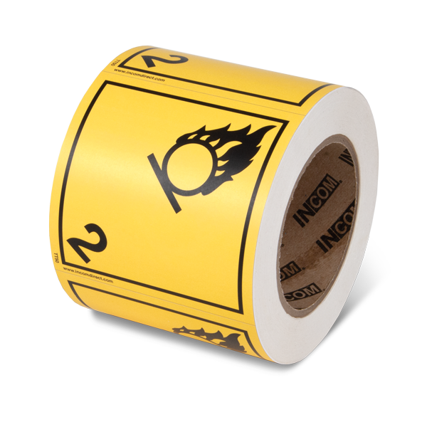 Class 2 OXIDIZING GASES TDG Hazardous Material Canadian and International Shipping Labels (4 in x 4 in) 500 /roll