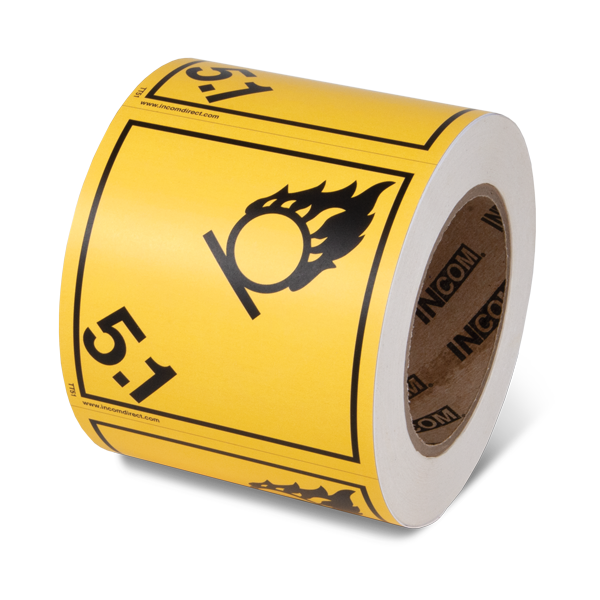 Class 5.1 OXIDIZING SUBSTANCES TDG Hazardous Material Canadian and International Shipping Labels (4 in x 4 in) 500 /roll