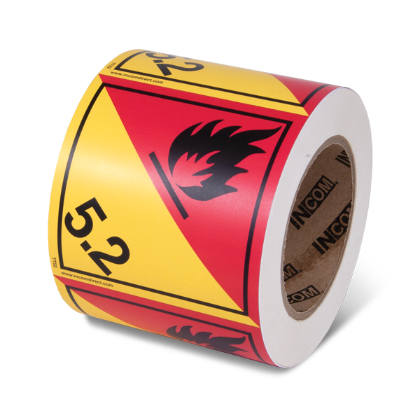 Class 5.2 ORGANIC PEROXIDES TDG Hazardous Material Canadian and International Shipping Labels (4 in x 4 in) 500 /roll