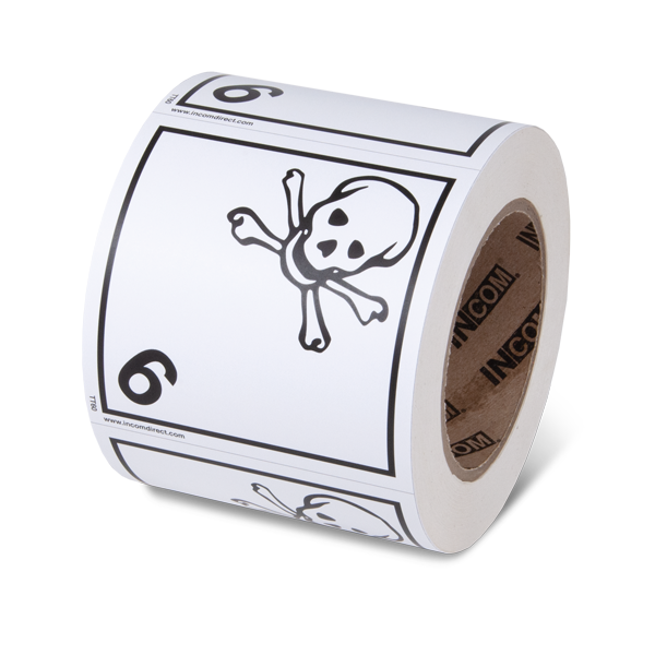 Class 6 TOXIC SUBSTANCES TDG Hazardous Material Canadian and International Shipping Labels (4 in x 4 in) 500 /roll