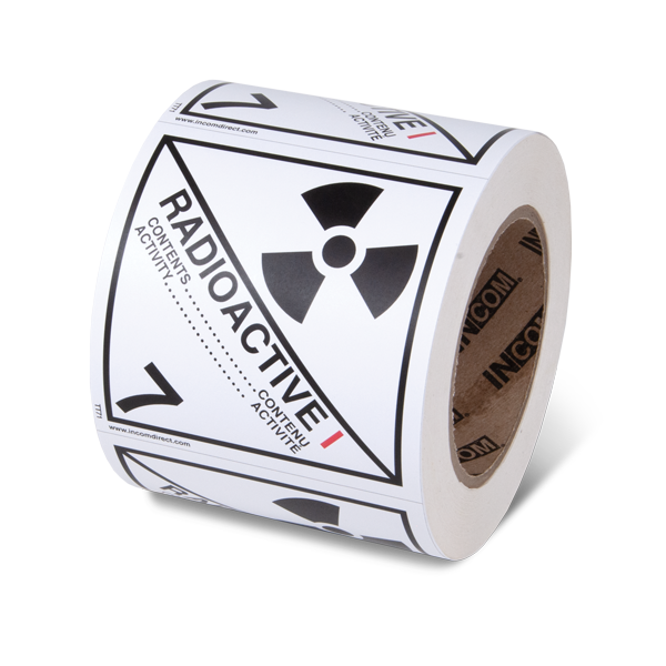 Class 7 RADIOACTIVE MATERIALS CATEGORY 1 TDG Hazardous Material Canadian and International Shipping Labels (4 in x 4 in) 500 /roll