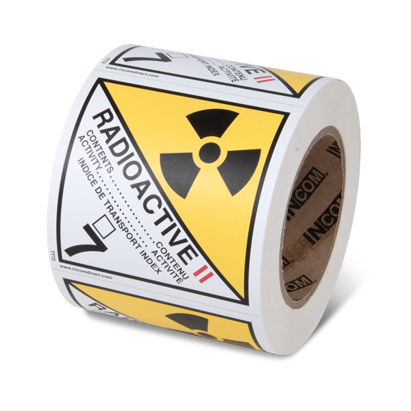 Class 7 RADIOACTIVE MATERIALS CATEGORY 2 TDG Hazardous Material Canadian and International Shipping Labels (4 in x 4 in) 500 /roll