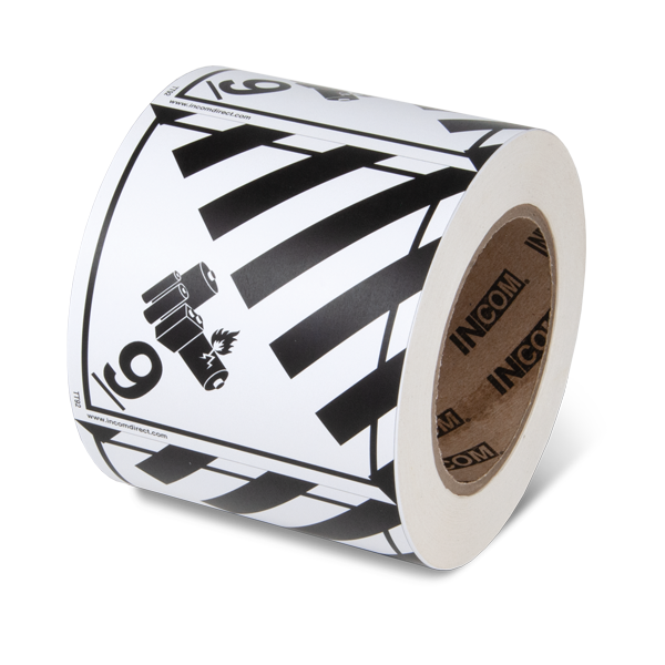Class 9 LITHIUM BATTERY TDG Hazardous Material Canadian and International Shipping Labels (4 in x 4 in) 500 /roll
