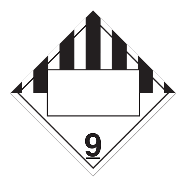 Class 9 MISCELLANEOUS PRODUCTS, SUBSTANCES OR ORGANISMS Blank UN PIN Box International TDG Dangerous Goods Placards (100 /pkg)