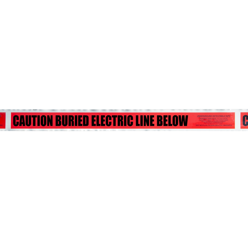 CAUTION BURIED ELECTRIC LINE BELOW Red/Black Detectable Underground Utility Marking Warning Roll Tape (1,000 ft)) - Price per Roll